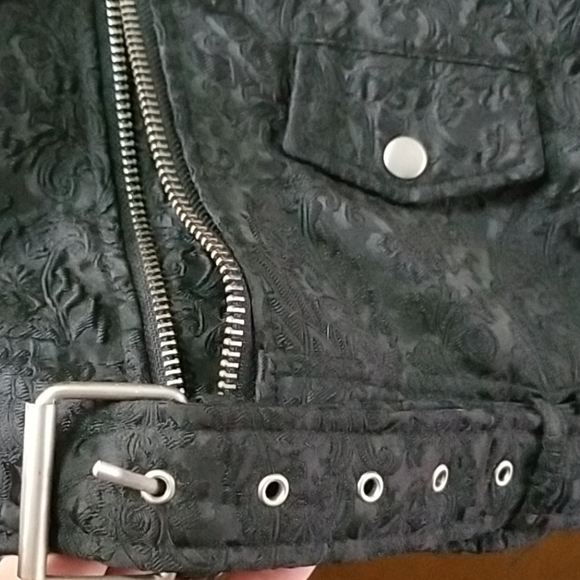 BLK DNM size M floral biker jacket poly rare - Picture 8 of 8